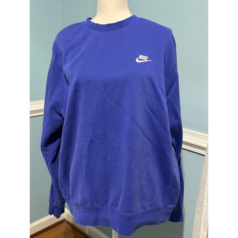 Nike Sportswear Club Fleece Crewneck Sweatshirt Royal Blue Large Tall L/G